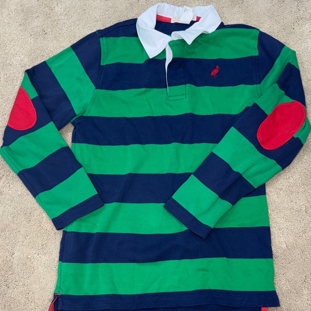 The Beaufort Bonnet Company Green and Navy Kids Rugby Polo
